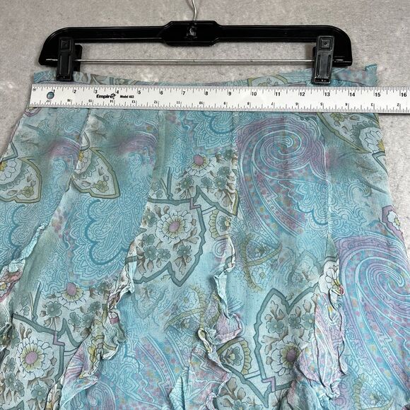 VTG Ice Midi Skirt Womens 10 Sheer Mesh Asymmetrical Fairy Grunge Boho Silk - Picture 6 of 13